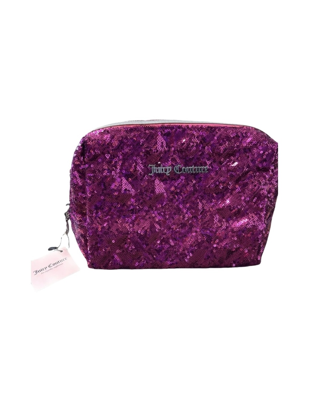 Juicy Couture Sparkling Sequins Pink Purple Cosmetic Makeup Bag